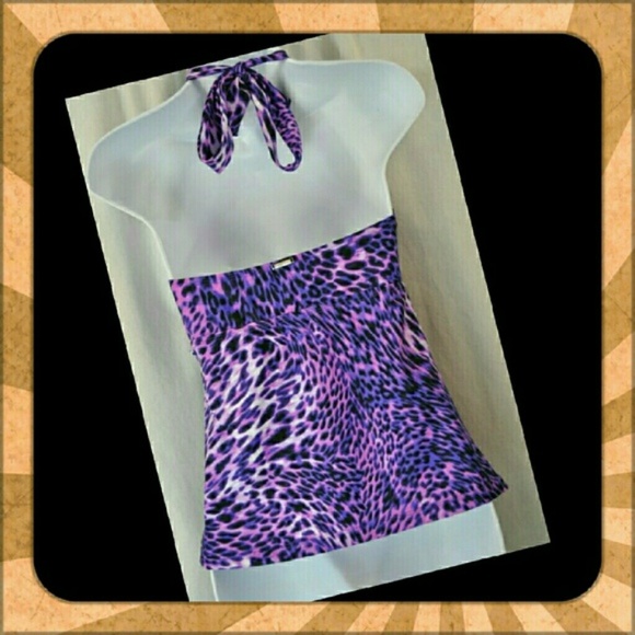 NWT Dana Buchman Lavender Animal Print Tankini top - Picture 2 of 2